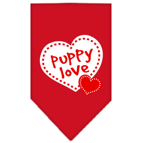 Puppy Love Screen Print Bandana Red Large
